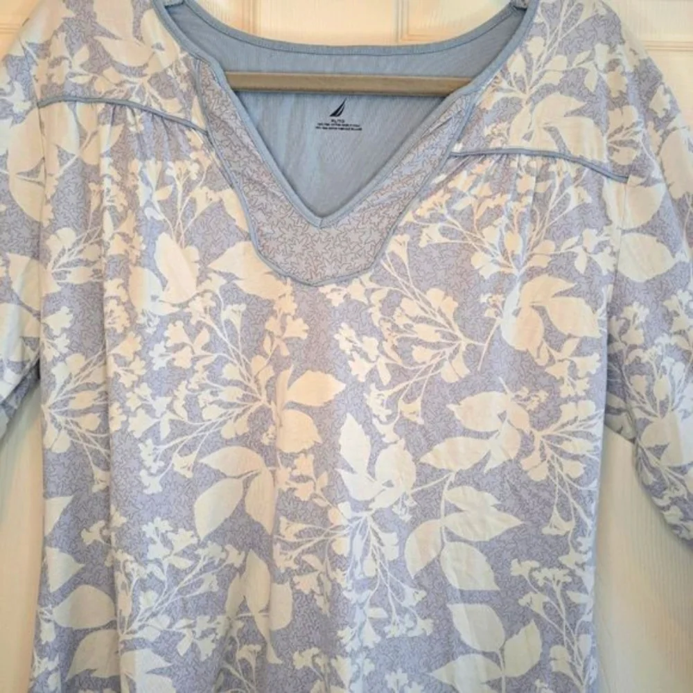 Nautica Floral Long Sleeve Top Sleepwear Loungewear Size XL